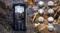 Evolveo StrongPhone H1, vodotěsný odolný Dual SIM telefon, černá-stříbrná