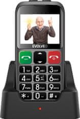 Evolveo EasyPhone ET, mobilní telefon pro seniory s nabíjecím stojánkem, stříbrná