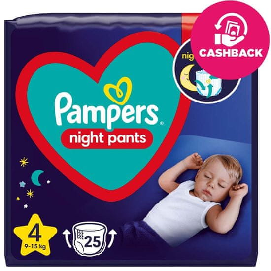 Pampers Night Pants Kalhotky plenkové jednorázové 4 (9-15 kg) 25 ks