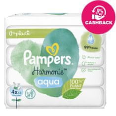 Pampers Harmonie Aqua vlhčené ubrousky Plastic Free 4x48 ks = 192 ks