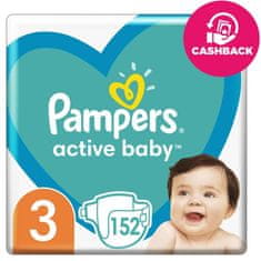 Pampers Active Baby Pleny jednorázové 3 (6-10 kg) 152 ks - MEGA PACK