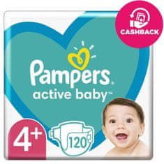 Pampers Active Baby Pleny jednorázové 4+ (10-15 kg) 120 ks - MEGA PACK