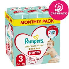 Pampers Premium Care Kalhotky plenkové vel. 3 (6-11 kg) 144 ks