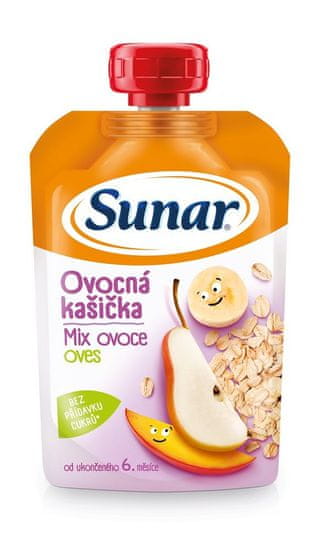 Sunar Kapsička Ovocná kašička mix ovoce ovesné vločky 120 g