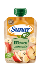 Sunar 12x BIO ovocná kapsička jablko, banán 4m+, 100 g