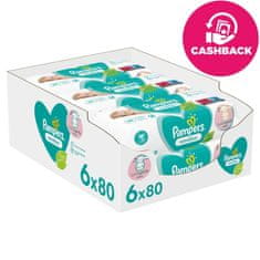 Pampers Sensitive XXL Vlhčené ubrousky 6x80 ks