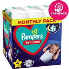 Pampers Night Pants Kalhotky plenkové jednorázové 4 (9-15 kg) 100 ks - MĚSÍČNÍ ZÁSOBA