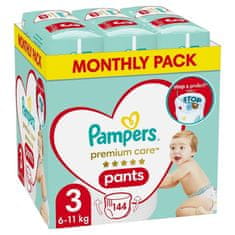 Pampers Premium Care Kalhotky plenkové vel. 3 (6-11 kg) 144 ks