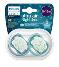 Philips Avent Šidítko Ultra air noční 6-18m chlapec, 2ks