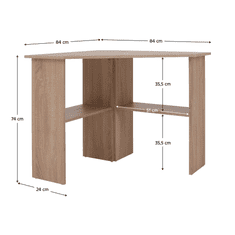 BPS-koupelny PC stůl, rohový, dub sonoma, RONY NEW
