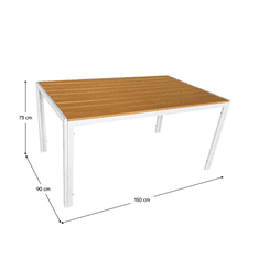 BPS-koupelny Zahradní stůl, bílá ocel/dub, BONTO