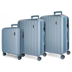 Joummabags MOVEM Wood Steel Blue, Sada luxusních ABS cestovních kufrů, 75cm/65cm/55cm, 5318463