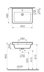 Vitra S50 umyvadlo hranaté 65x49 cm 5311-003-0001 - Vitra