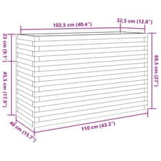 Vidaxl Zahradní truhlík bílý 110 x 40 x 68,5 cm masivní borovice