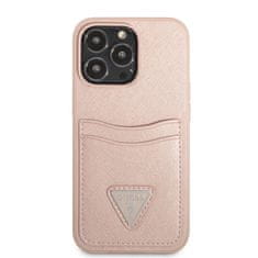 Guess  Saffiano Double Card Zadní Kryt pro iPhone 13 Pro Max Pink