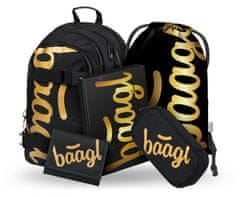 BAAGL 5 SET Skate Gold: batoh, penál, sáček, desky, peněženka
