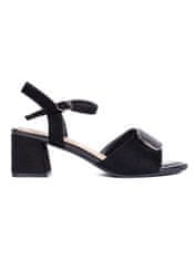 Amiatex Zajímavé černé dámské sandály na širokém podpatku, černé, 36