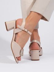 Amiatex Pohodlné sandály dámské hnědé na širokém podpatku + Ponožky Gatta Calzino Strech, odstíny hnědé a béžové, 36