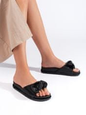 Amiatex Stylové nazouváky dámské černé na plochém podpatku + Ponožky Gatta Calzino Strech, černé, 37