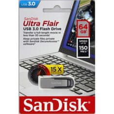 SanDisk Ultra Flair/64GB/USB 3.0/USB-A/Černá