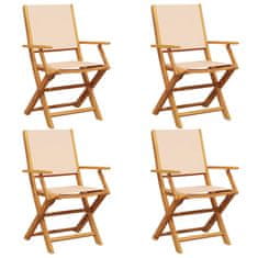 Vidaxl Skládací zahradní židle 4 ks béžové textil a masivní dřevo
