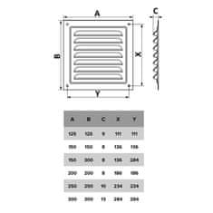 Mikawi Větrací kovová plochá mřížka 125x125 mm se síťkou proti hmyzu - pozink - MIKAWI 59-1105