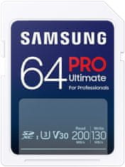 Samsung PRO Ultimate SDXC 64GB + USB Adaptér / CL10 USH-I U3 / V30