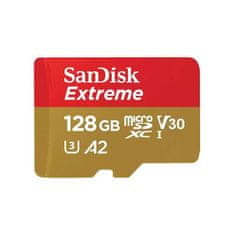 SanDisk Paměťová karta Extreme microSDXC 128GB 190MB/s / 90MB/s A2 C10 V30 UHS-I U3, adaptér