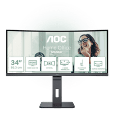 AOC CU34P3CV 34"W VA LED 3440x1440 20 000 000:1 4ms 300cd DP HDMI USB-C(65W) repro