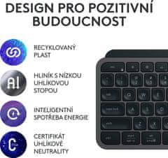 Logitech klávesnice MX Keys S/ bezdrátová/ Bluetooth/ USB-C/ US layout/ opěrka dlaně/ grafitová