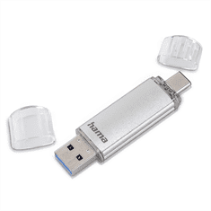 Hama Flashdisk Flash Pen Laeta, USB-C/USB-A 3.1, 256 GB, 40 MB/s, stříbrný