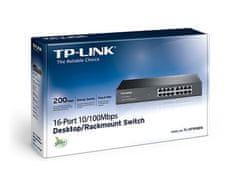 TP-Link TL-SF1016DS 16-Port 10/100M Switch, 16 10/100M RJ45 Ports, 1U 13-inch Rack-mountable Steel Case