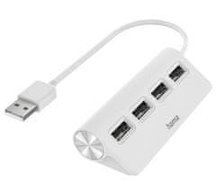 Hama USB HUB/ 4 porty/ USB 2.0/ 480 Mbit/s/ bílý