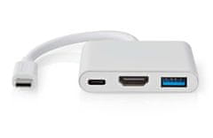 Nedis USB 3.2 Gen 1 adaptér/ USB-C zástrčka - USB-A zásuvka - USB-C zásuvka/ výstup HDMI/ bílý/ box/ 10 cm