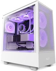 NZXT skříň H5 Flow RGB edition / 2x120 mm fan / USB 3.0 / USB-C 3.1 / RGB / průhledná bočnice / mesh panel / bílá