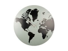 Karlsson Nástěnné hodiny Mapa světa kovová šedá nefritová KARLSSON