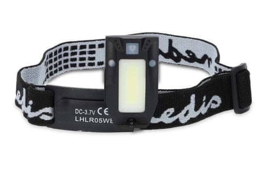 Nedis LED čelovka/ 180 lm/ napájení z baterie/ napájení z USB/ 3.7 V DC/ včetně baterií/ dobíjecí/ černá