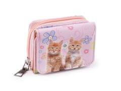 Mini peněženka dětská 7x8,5 cm - růžová sv. kočka