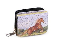 Mini peněženka dětská 7x8,5 cm - modrá světlá kůň
