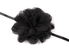 Náhrdelník květ gotický / ozdoba na krk - (Ø10,5 cm) černá lesk