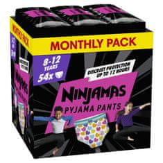 Pampers NINJAMAS Kalhotky plenkové Pyjama Pants Srdíčka, 54 ks, 8 let, 27kg-43kg