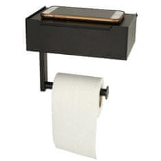 Northix Držák na toaletní papír s odkládací přihrádkou 3 v 1 - černý 