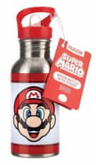 CurePink Nerezová láhev na pití s brčkem Nitendo|Super Mario: Hlava Maria (objem 500 ml)