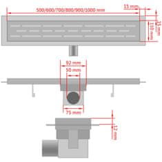 Vidaxl Rovný sprchový odtokový žlab bubliny 930 x 140 mm nerezová ocel