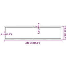 Vidaxl Koupelnová deska tmavě hnědá 220x50x(2-4) cm ošetřený masiv