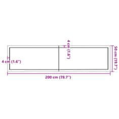 Vidaxl Koupelnová deska tmavě hnědá 200x50x(2-6) cm ošetřený masiv