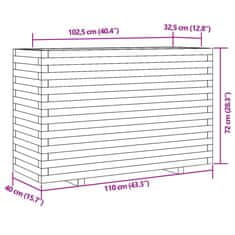 Vidaxl Zahradní truhlík 110 x 40 x 72 cm masivní borové dřevo