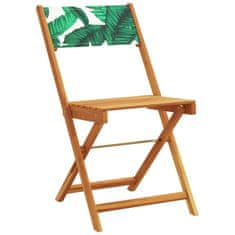 Petromila Bistro židle 2 ks vzor listů masivní akáciové dřevo a textil