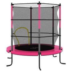 Vidaxl Trampolína s bezpečnostní sítí kulatá 140 x 160 cm růžová