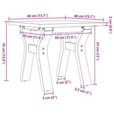 Vidaxl Konferenční stolek s Y rámem 40x40x35 cm borové dřevo a litina